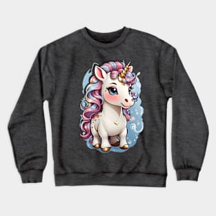 Cute Unicorn with Rainbow Mane and Golden Horn Crewneck Sweatshirt